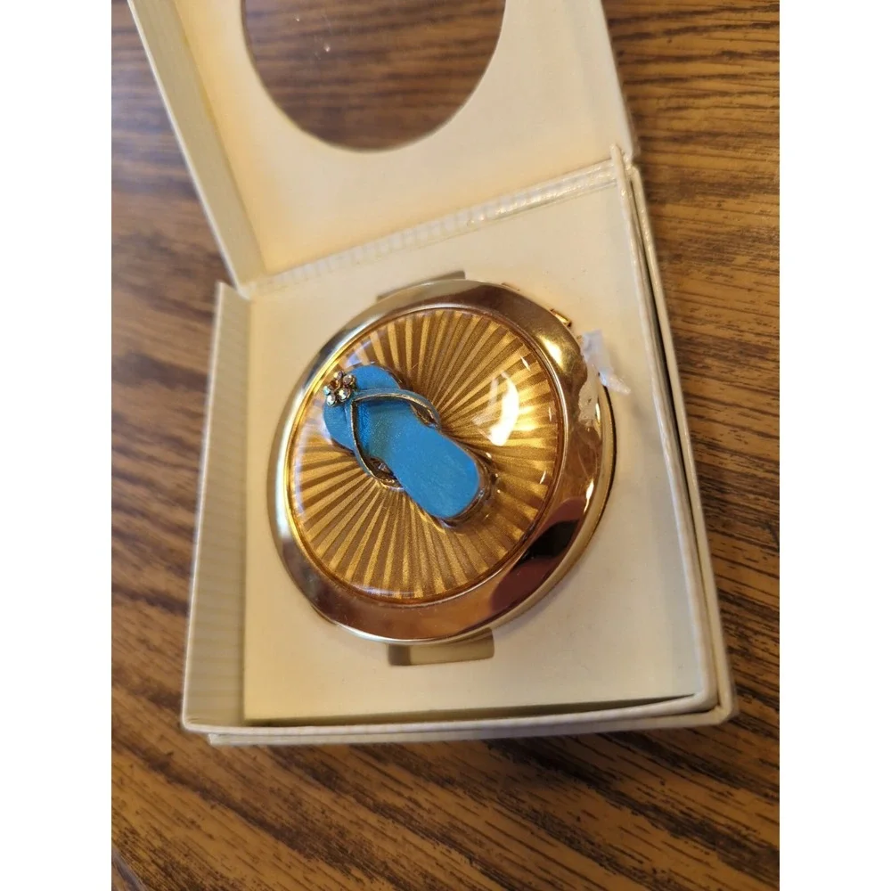 Roman Inc.‎ USA Fancy Women's Flip Flop Shoe Gold Plate Mirror Compact